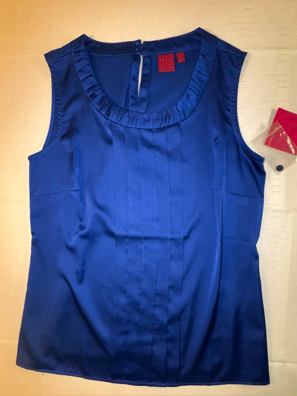 NWT 212 Collection Royal Blue Pleated Scoop Neck Shell/Tank, Size XS